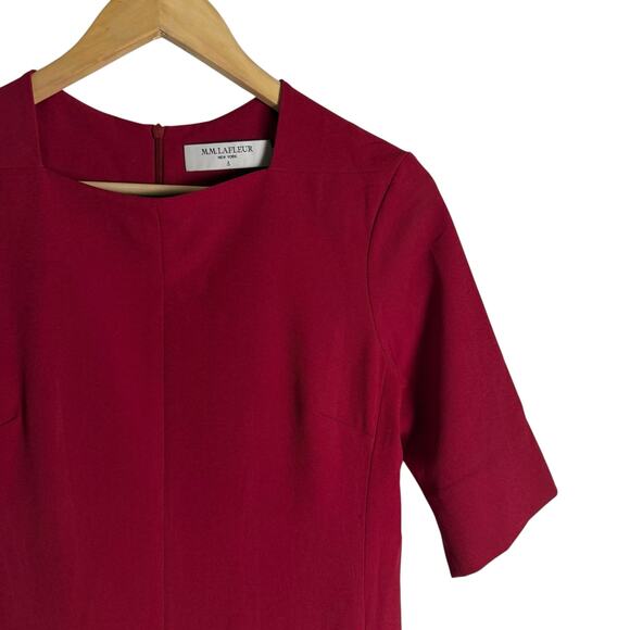M.M. LaFleur Emily Rhubarb Red Square Neck A-Line Office Mini Dress 4 - Picture 7 of 14